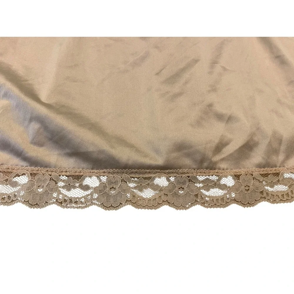 Vtg JCPenney Full Slip Dress 42 B C D Beige Nude Antron III Nylon Lace USA Made